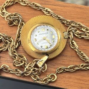 Parker Round Pendant Mechanical Watch on Decorative Chain Swiss Made